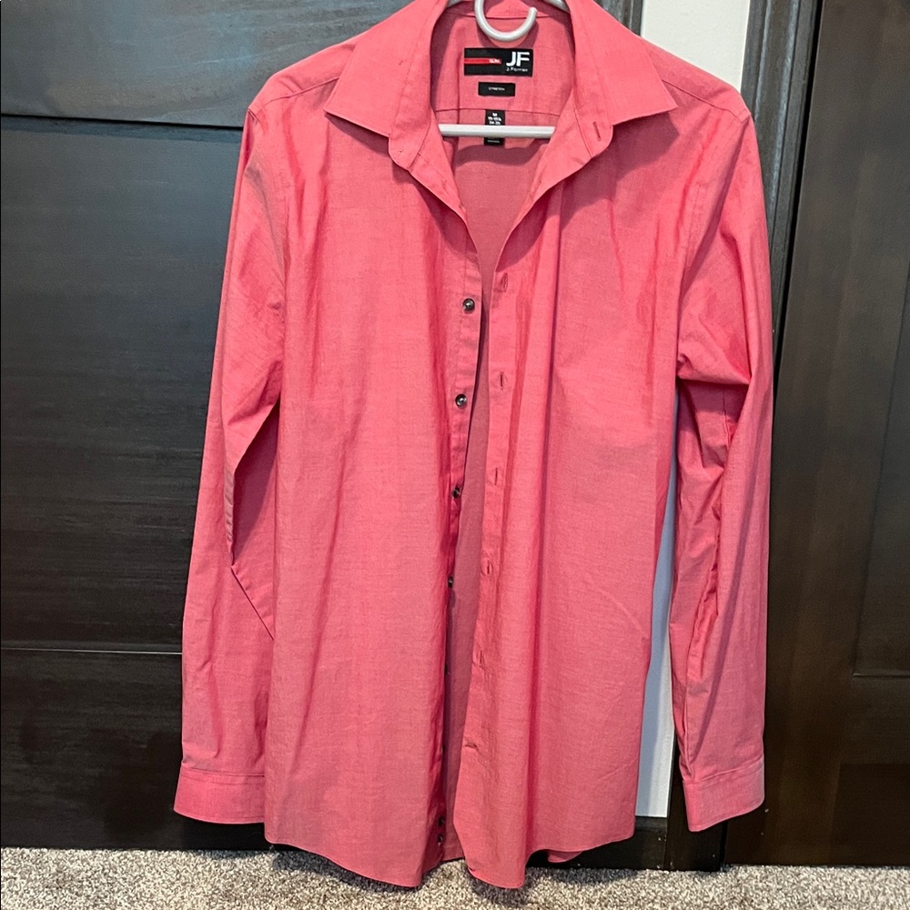 Men's washed red Long Sleeve Shirt